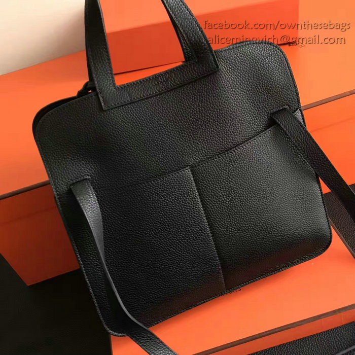 Hermes Halzan 31 Bag in Black Taurillon Clemence Leather H070428