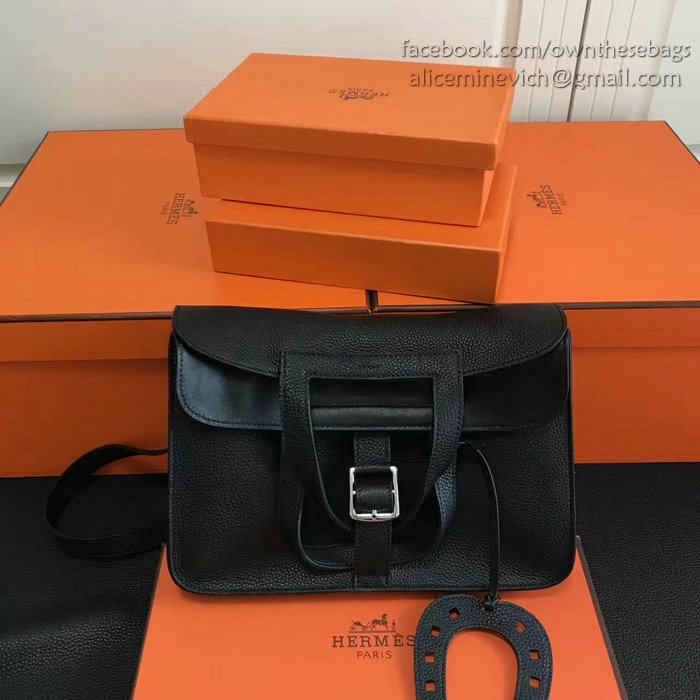 Hermes Halzan 31 Bag in Black Taurillon Clemence Leather H070428