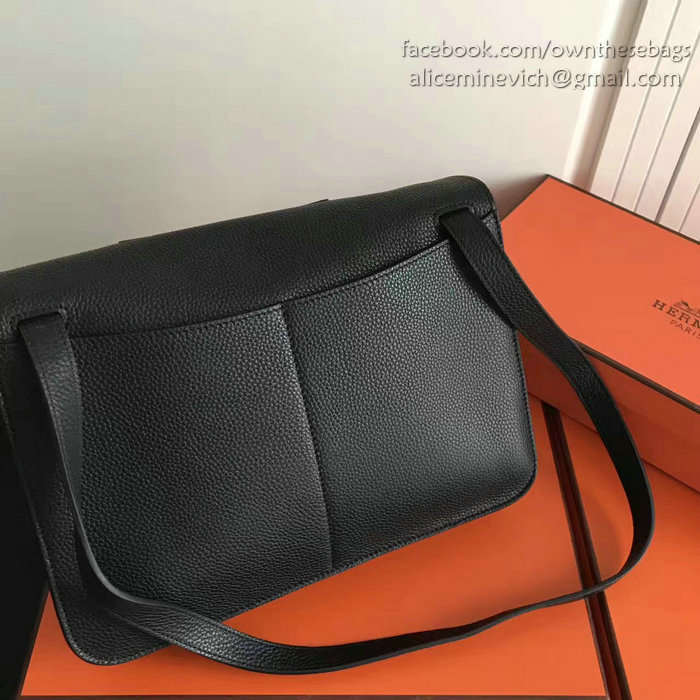 Hermes Halzan 31 Bag in Black Taurillon Clemence Leather H070428