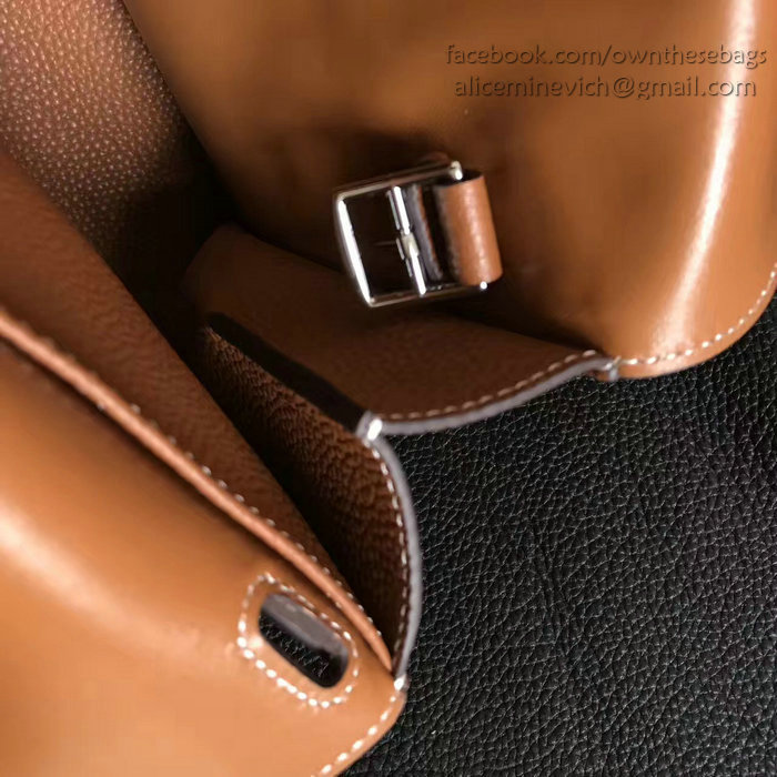 Hermes Halzan 31 Bag in Brown Taurillon Clemence Leather H070428