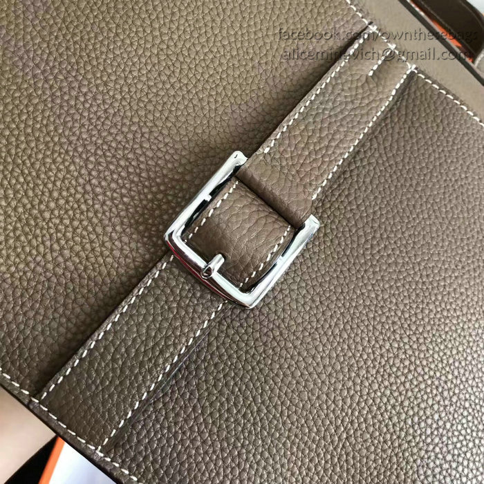 Hermes Halzan 31 Bag in Chocolate Taurillon Clemence Leather H070428