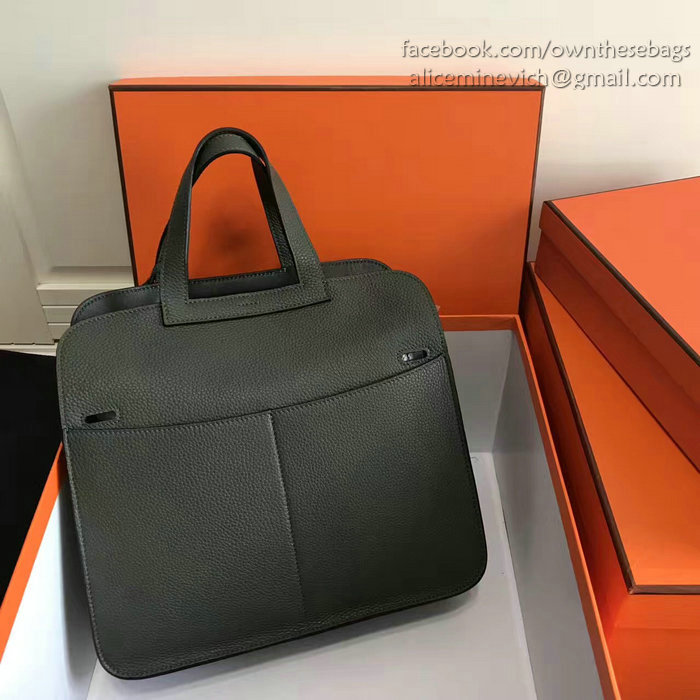 Hermes Halzan 31 Bag in Dark Green Taurillon Clemence Leather H070428