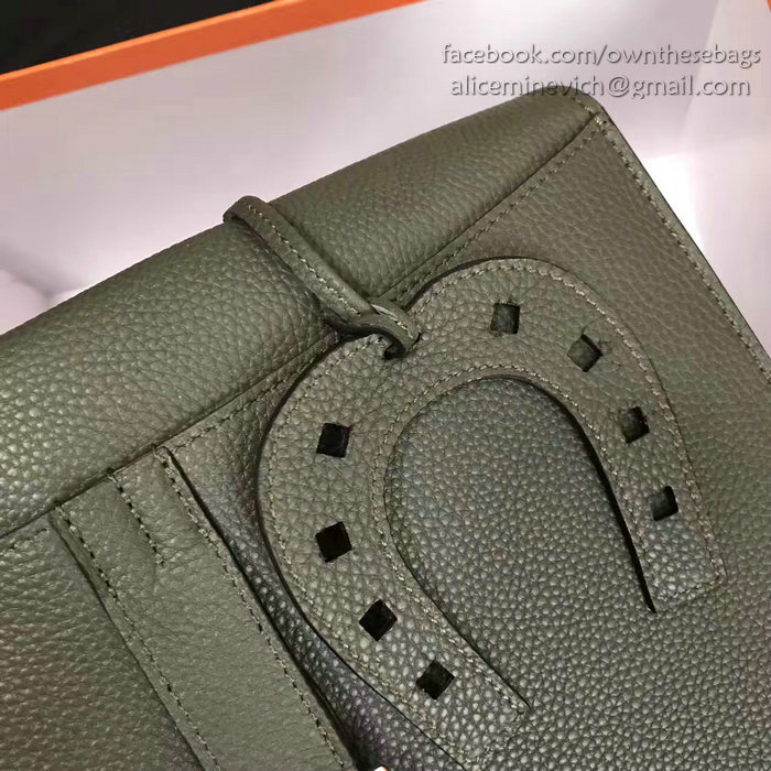 Hermes Halzan 31 Bag in Dark Green Taurillon Clemence Leather H070428