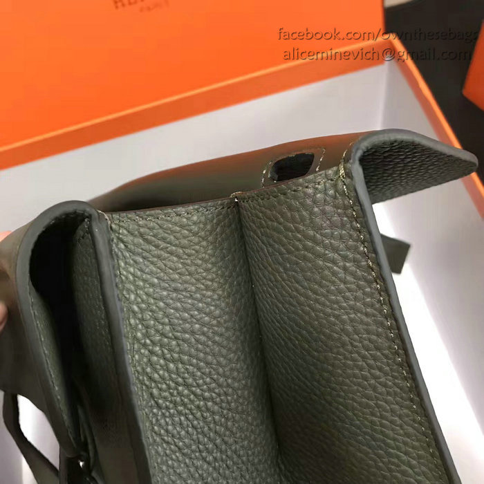 Hermes Halzan 31 Bag in Dark Green Taurillon Clemence Leather H070428