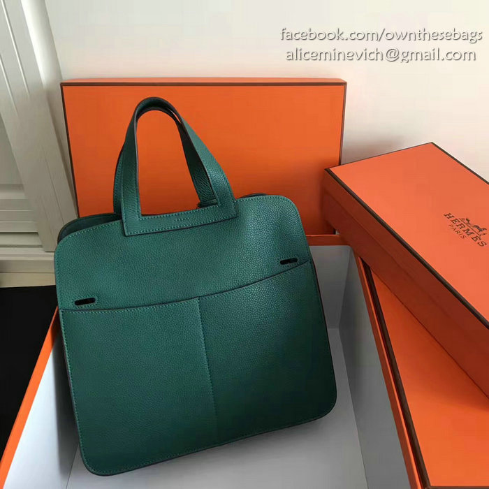 Hermes Halzan 31 Bag in Green Taurillon Clemence Leather H070428