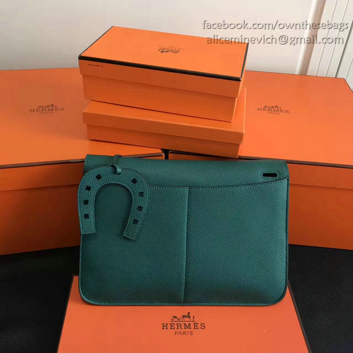 Hermes Halzan 31 Bag in Green Taurillon Clemence Leather H070428