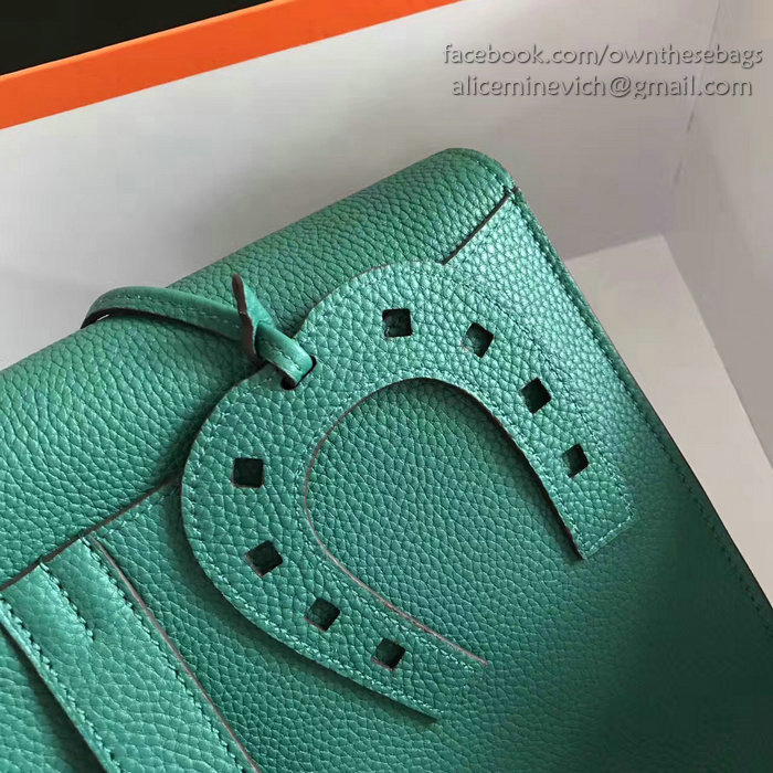 Hermes Halzan 31 Bag in Green Taurillon Clemence Leather H070428