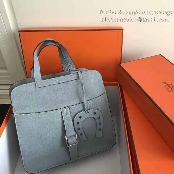 Hermes Halzan 31 Bag in Light Blue Taurillon Clemence Leather H070428