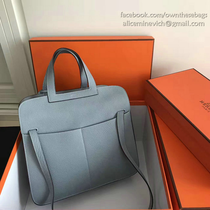 Hermes Halzan 31 Bag in Light Blue Taurillon Clemence Leather H070428