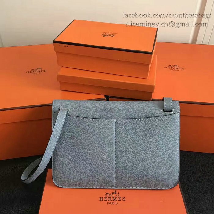 Hermes Halzan 31 Bag in Light Blue Taurillon Clemence Leather H070428