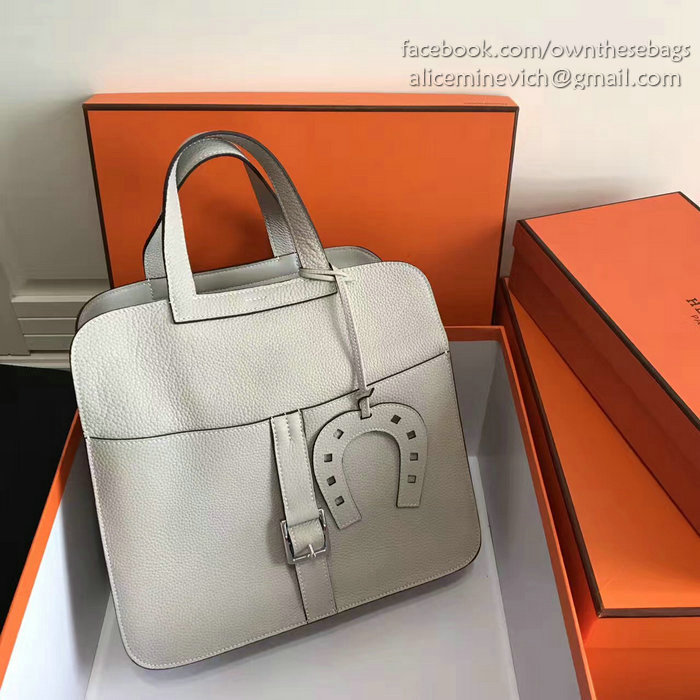 Hermes Halzan 31 Bag in Light Grey Taurillon Clemence Leather H070428