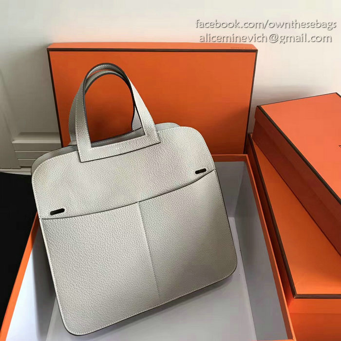 Hermes Halzan 31 Bag in Light Grey Taurillon Clemence Leather H070428