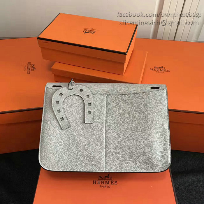 Hermes Halzan 31 Bag in Light Grey Taurillon Clemence Leather H070428