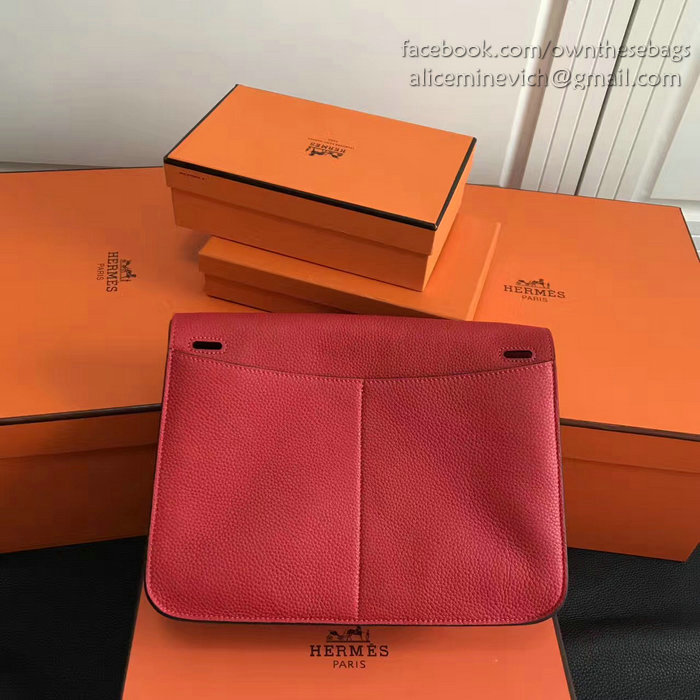 Hermes Halzan 31 Bag in Red Taurillon Clemence Leather H070428