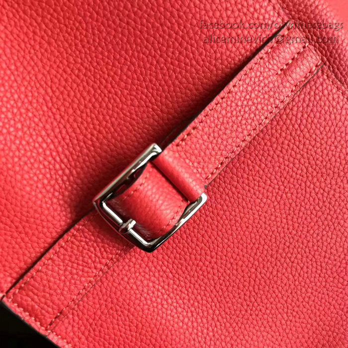 Hermes Halzan 31 Bag in Red Taurillon Clemence Leather H070428