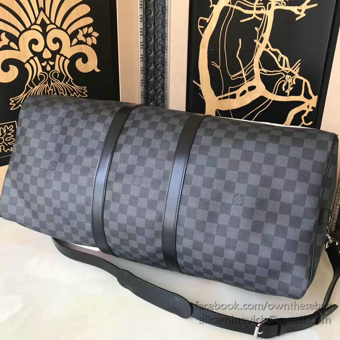 Louis Vuitton Damier Graphite Canvas Keepall Bandouliere 55 M54169