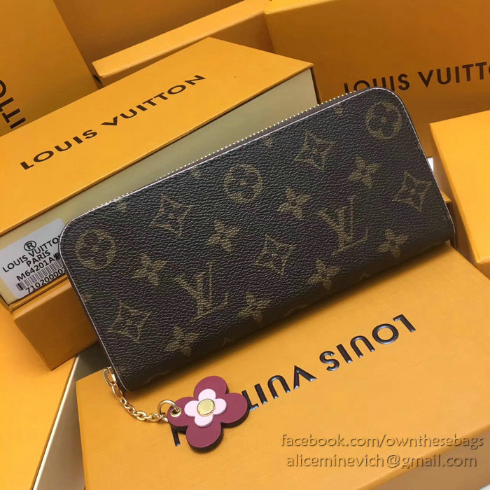 Louis Vuitton Monogram Canvas Clemence Wallet Burgundy M64201