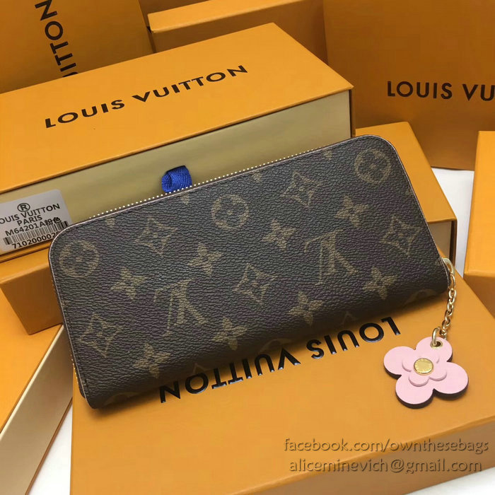 Louis Vuitton Monogram Canvas Clemence Wallet Pink M64201