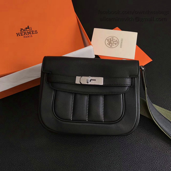 Hermes Berline Bag in Black Swift Leather H90081