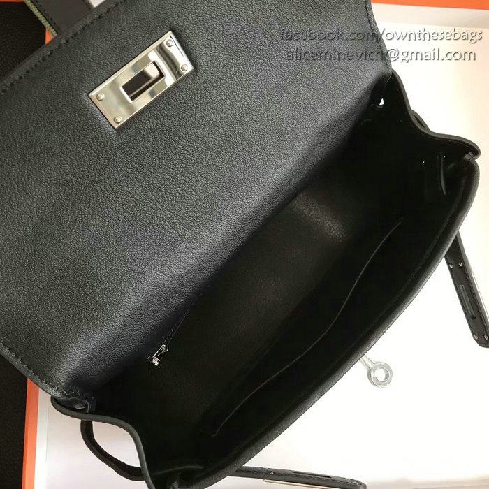 Hermes Berline Bag in Black Swift Leather H90081