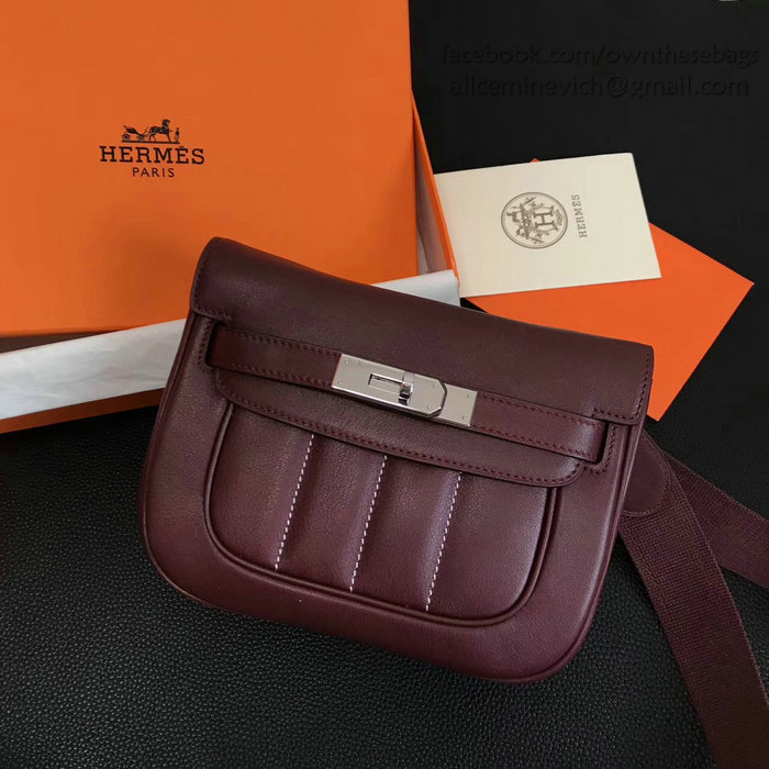 Hermes Berline Bag in Burgundy Swift Leather H90081