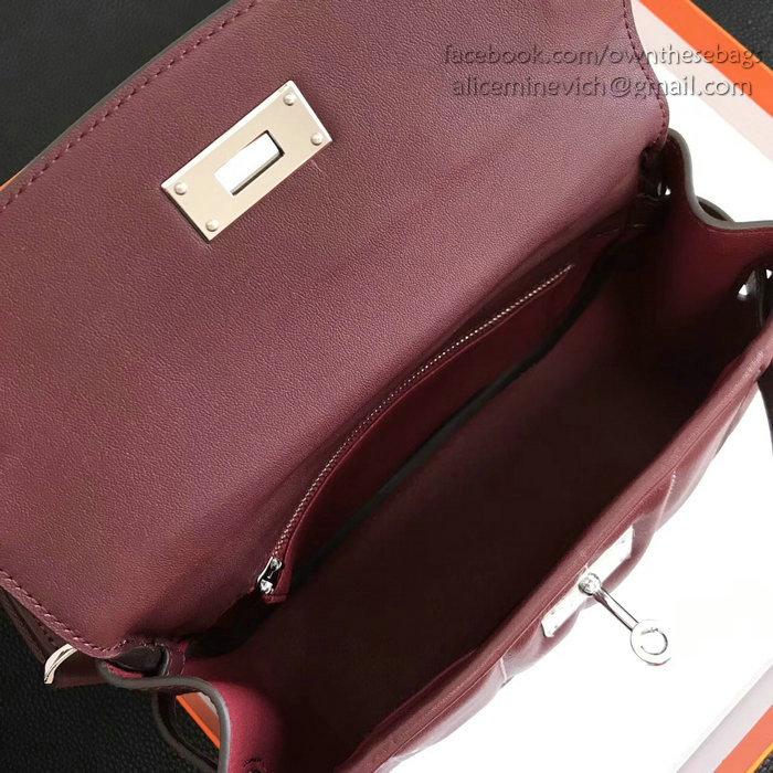 Hermes Berline Bag in Burgundy Swift Leather H90081