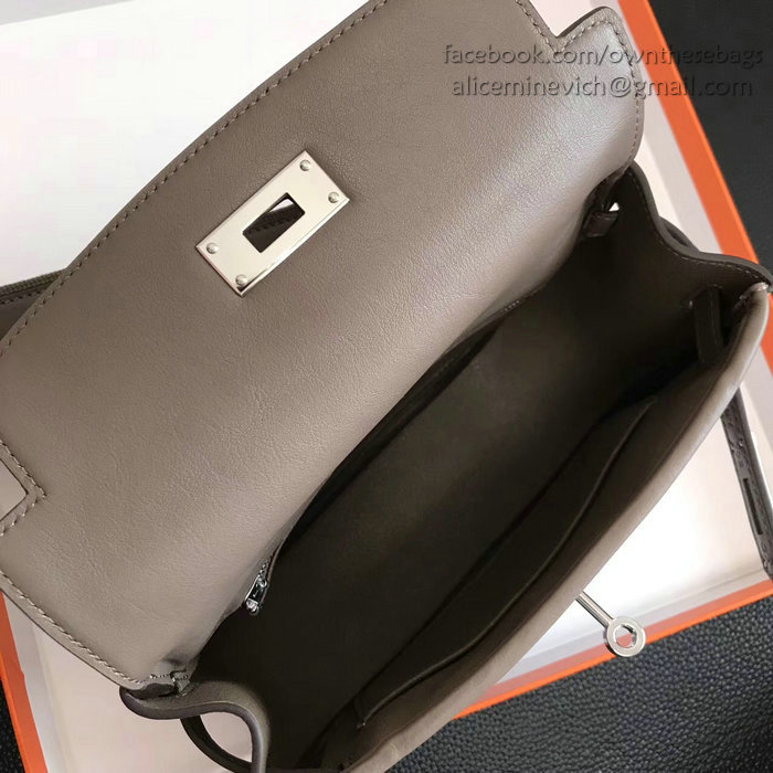 Hermes Berline Bag in Grey Swift Leather H90081