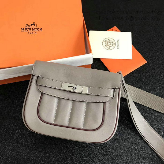 Hermes Berline Bag in Light Grey Swift Leather H90081