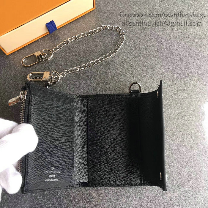 Louis Vuitton Epi Leather Chain Wallet Black M64212