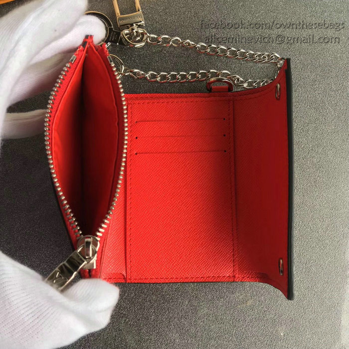 Louis Vuitton Epi Leather Chain Wallet Red M64212