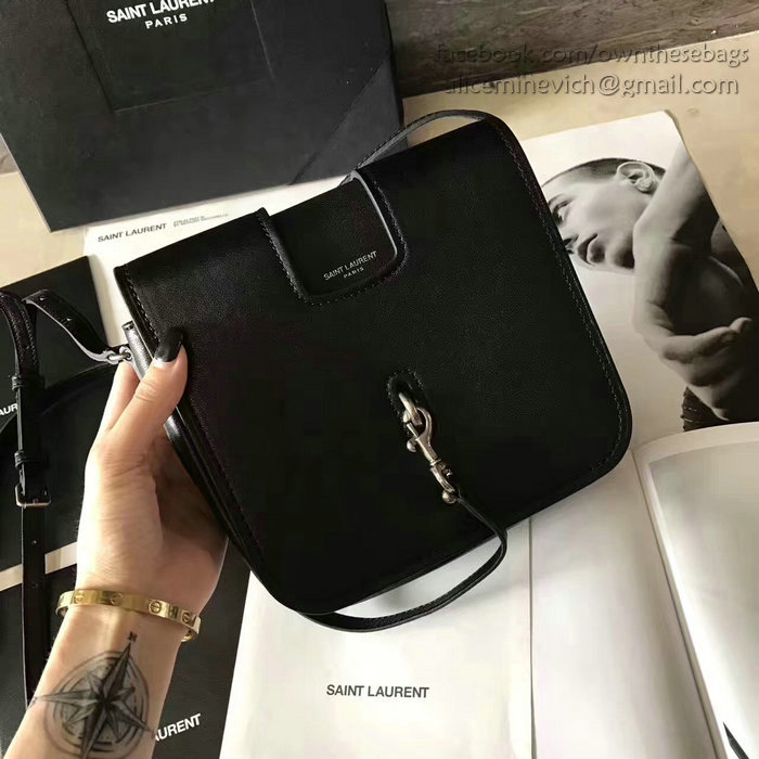 Saint Laurent Charlotte Messenger Bag in Black Sheepskin 466296