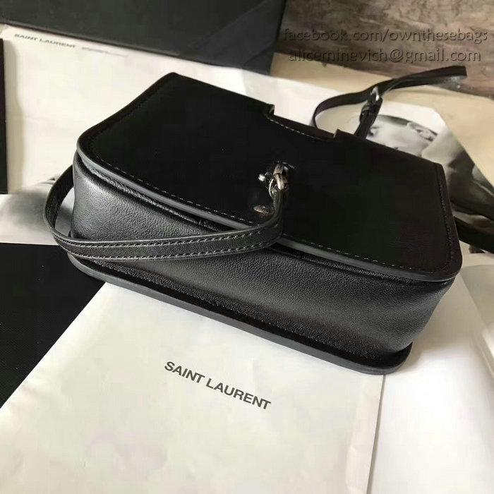 Saint Laurent Charlotte Messenger Bag in Black Sheepskin 466296