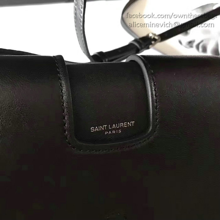 Saint Laurent Charlotte Messenger Bag in Black Sheepskin 466296