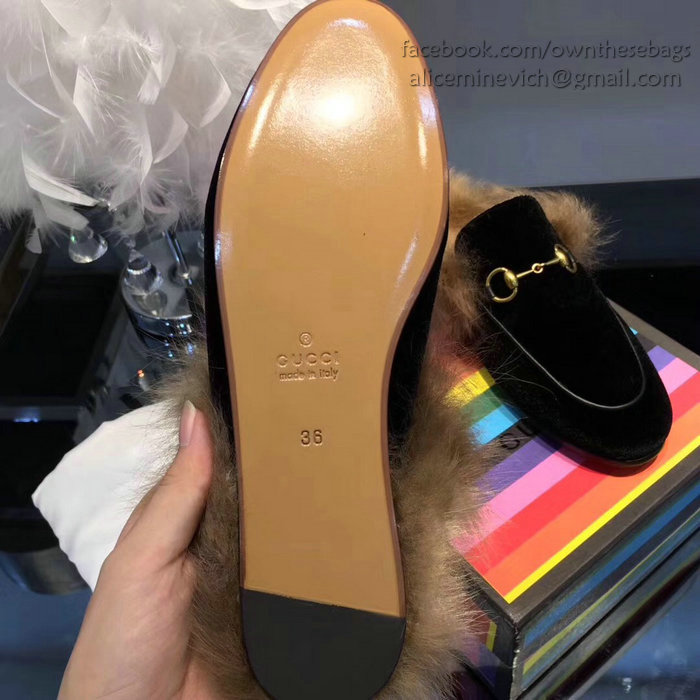 Gucci Princetown Velvet Slipper Black 428619