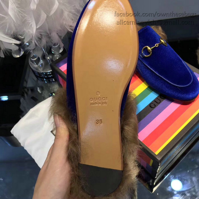 Gucci Princetown Velvet Slipper Blue 428619