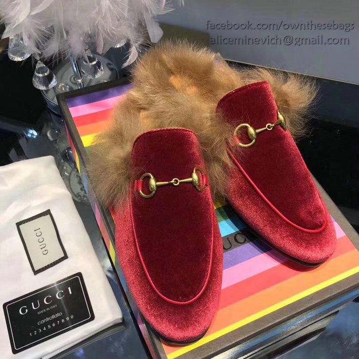 Gucci Princetown Velvet Slipper Red 428619