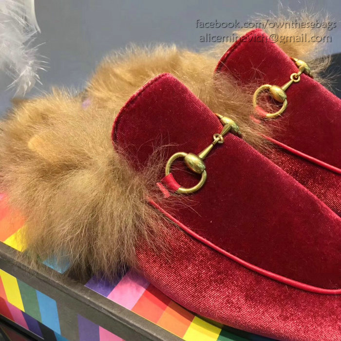 Gucci Princetown Velvet Slipper Red 428619