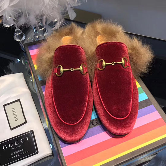 Gucci Princetown Velvet Slipper Red 428619