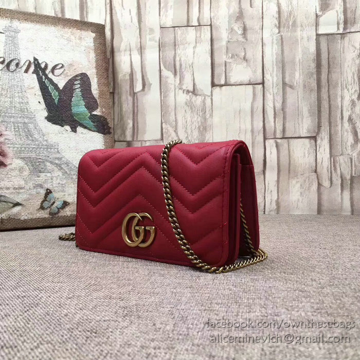 Gucci GG Marmont Mini Shoulder Bag Red 488426