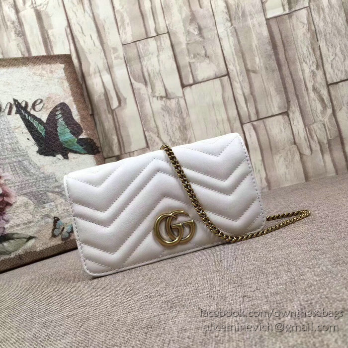 Gucci GG Marmont Mini Shoulder Bag White 488426