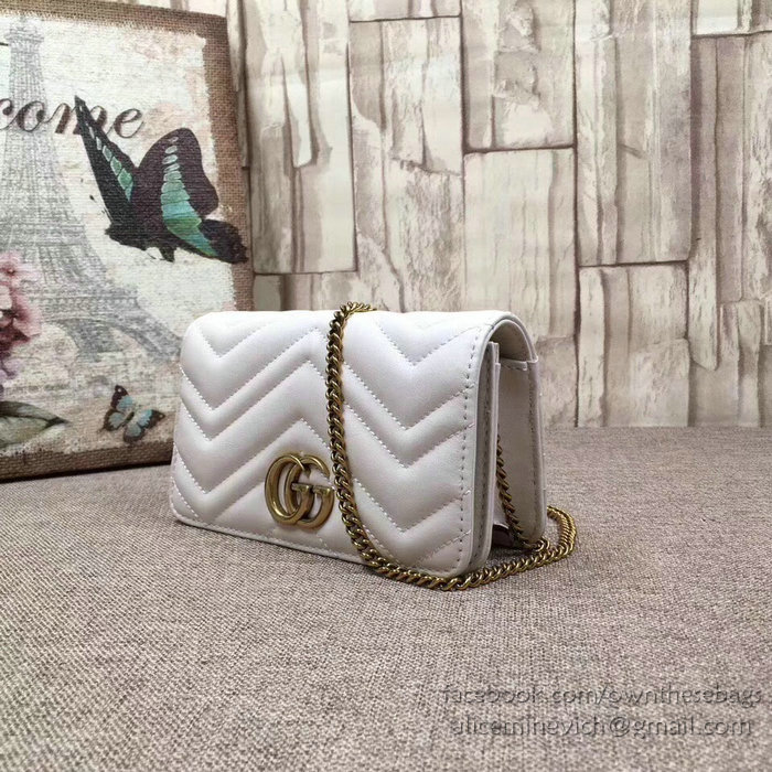 Gucci GG Marmont Mini Shoulder Bag White 488426