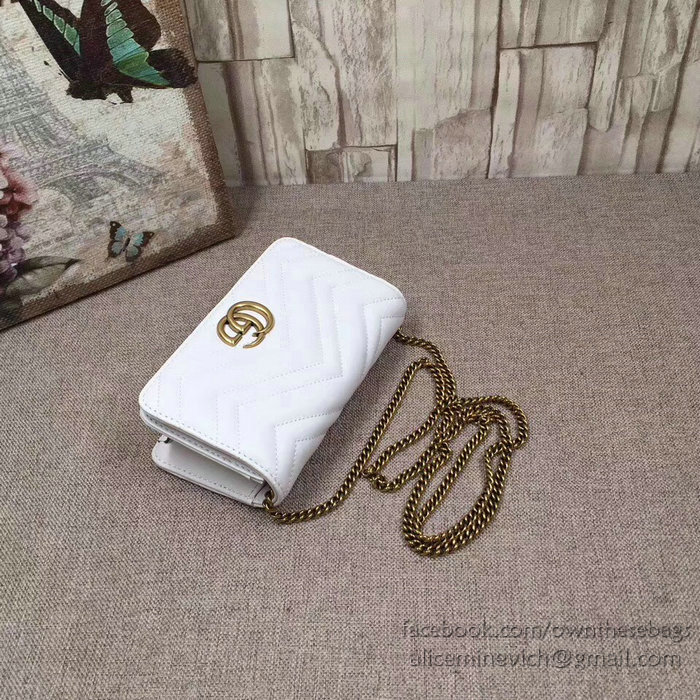 Gucci GG Marmont Mini Shoulder Bag White 488426