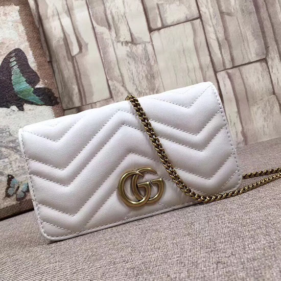 Gucci GG Marmont Mini Shoulder Bag White 488426