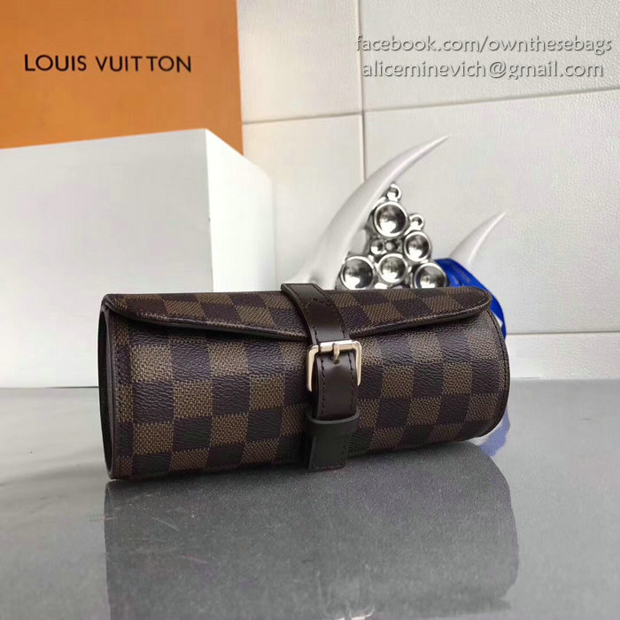 Louis Vuitton Damier Ebene Canvas 3 Watch Case M47530