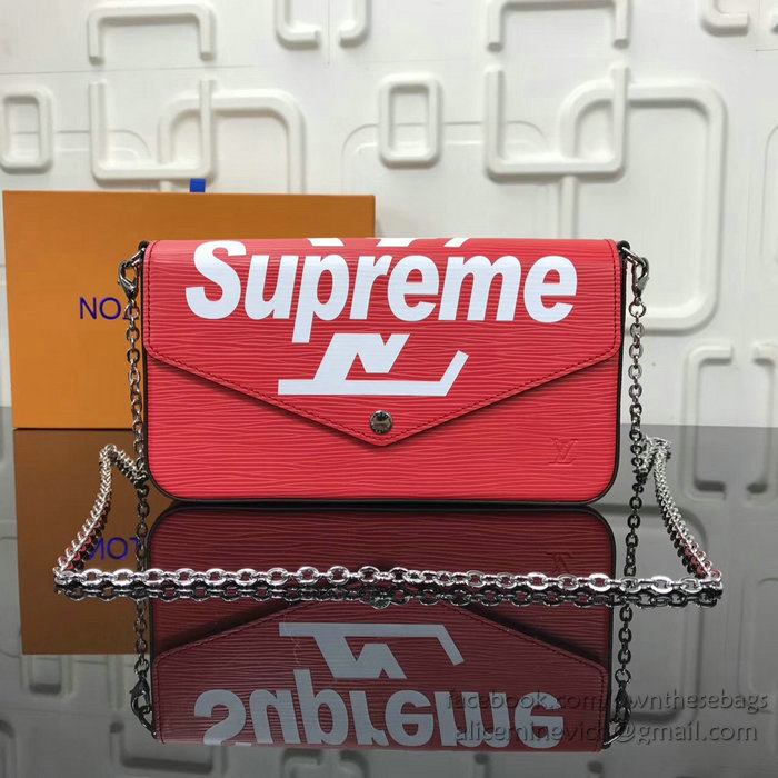 Louis Vuitton Supreme X Felicie Chain Wallet Red M61276