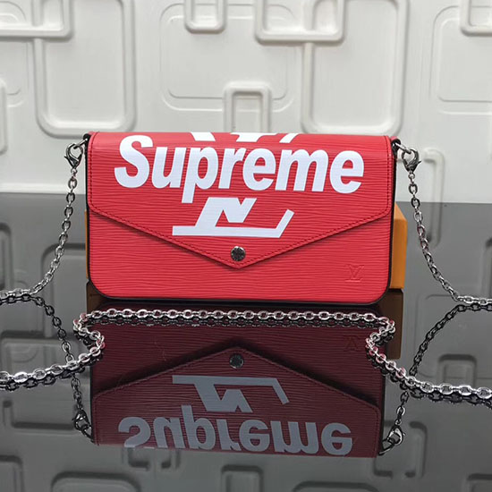 Louis Vuitton Supreme X Felicie Chain Wallet Red M61276