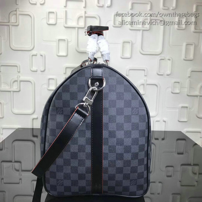 Louis Vuitton Damier Graphite Canvas Keepall Bandouliere 55 N10142