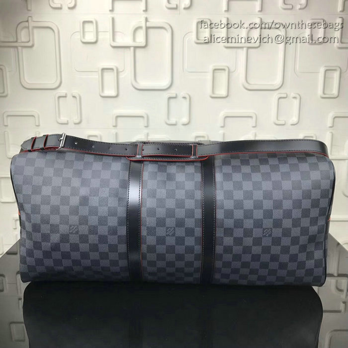 Louis Vuitton Damier Graphite Canvas Keepall Bandouliere 55 N10142