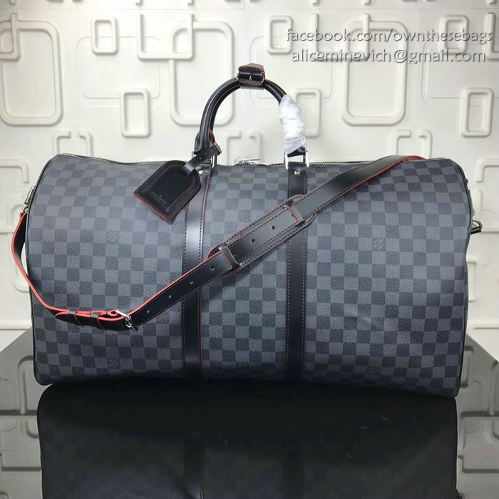 Louis Vuitton Damier Graphite Canvas Keepall Bandouliere 55 N10142