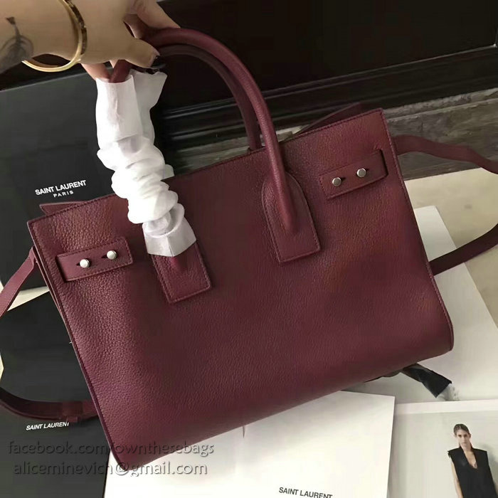 Saint Laurent Sac De Jour Souple Bag in Burgundy Grained Leather 464960